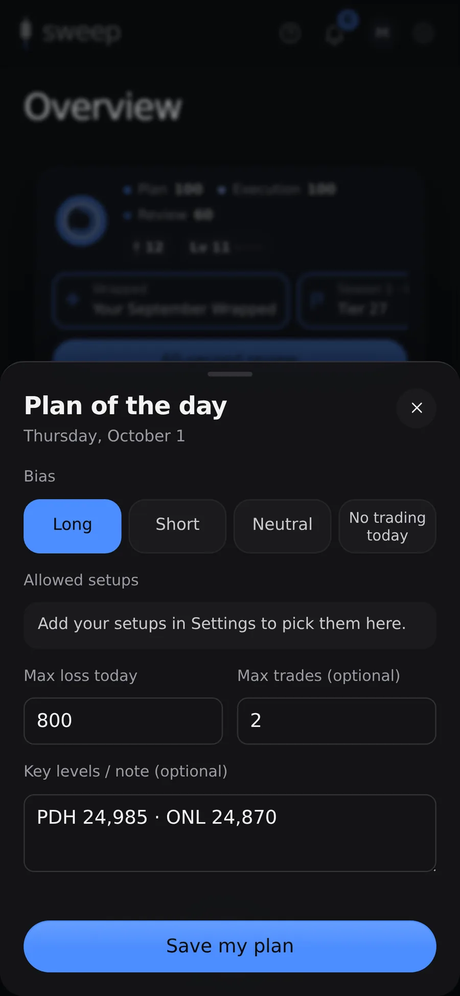 Daily plan