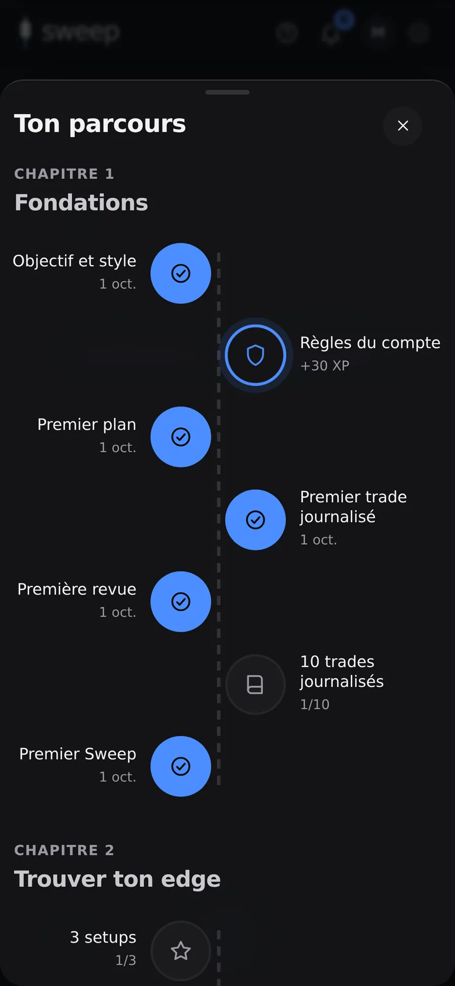 XP, niveaux et 7 rangs